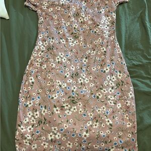 SHEIN Pink Sequin Mini Dress with Flutter Sleeves and Peter Pan Collar